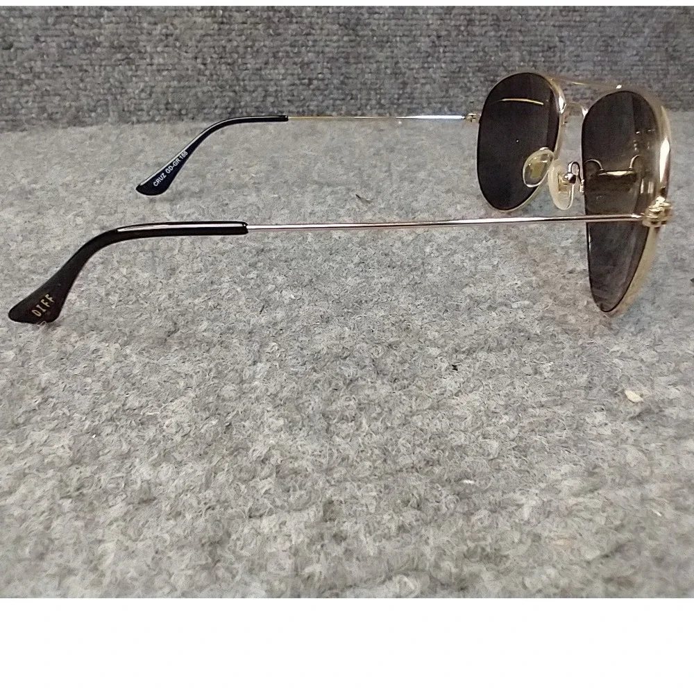 DIFF Eyewear Cruz Aviator Sunglasses Gold Grey GD-GR 186 58-16-145 With Case
